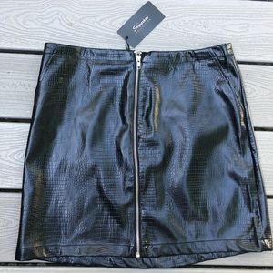Faux black leather skirt
